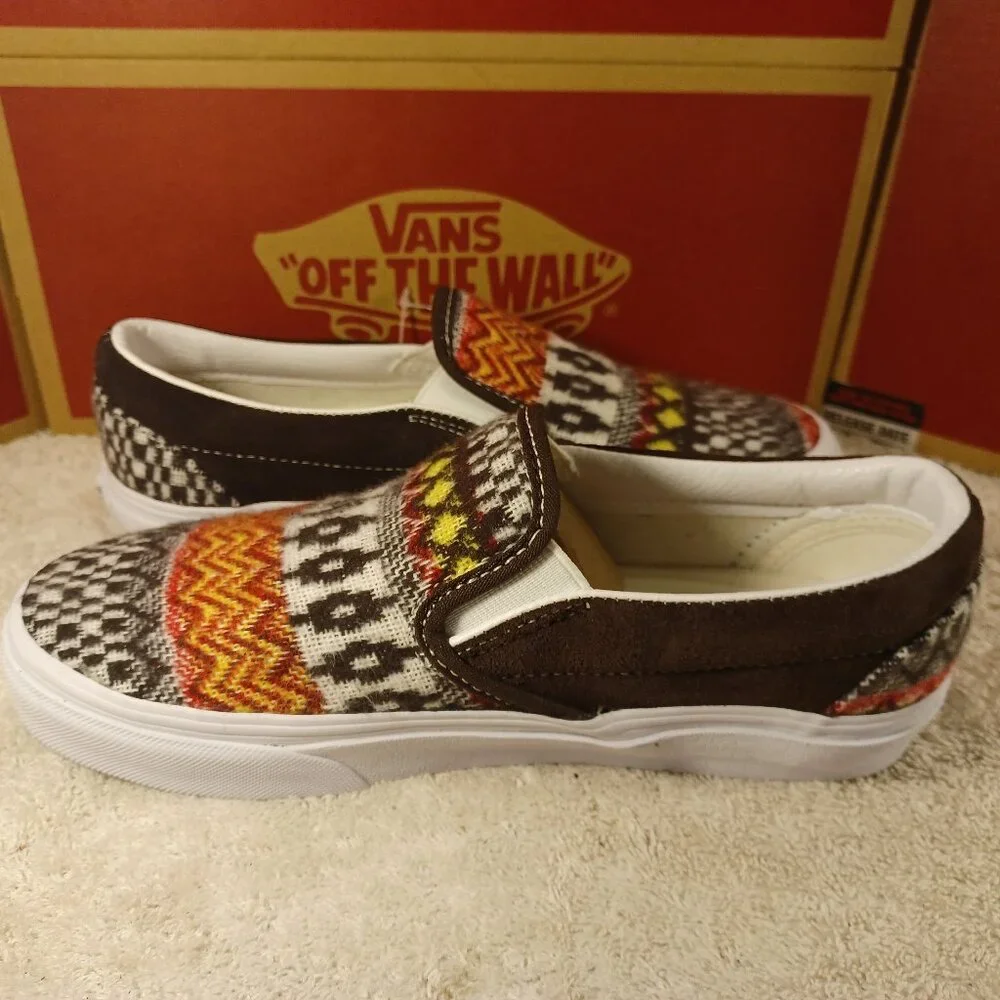 Vans Men's 4.5/Women's 6 Slip On Fair Isle Brown Woven Textile VN0A5JMHBF